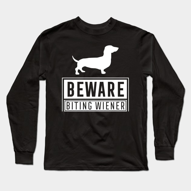 Biting Wiener Doggie Long Sleeve T-Shirt by ThreadsMonkey